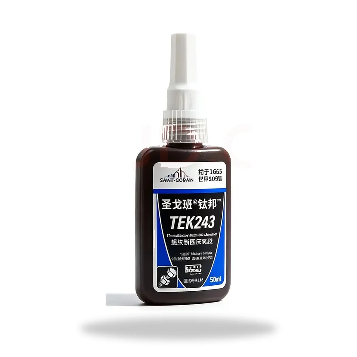 TEK243(钛邦)中强度螺纹锁固胶 50ml 瓶身(官方产品图,版权归圣戈班)