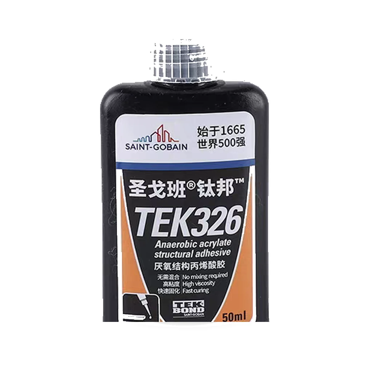 TEK326(钛邦)厌氧结构胶 瓶身(官方产品图,版权归圣戈班)