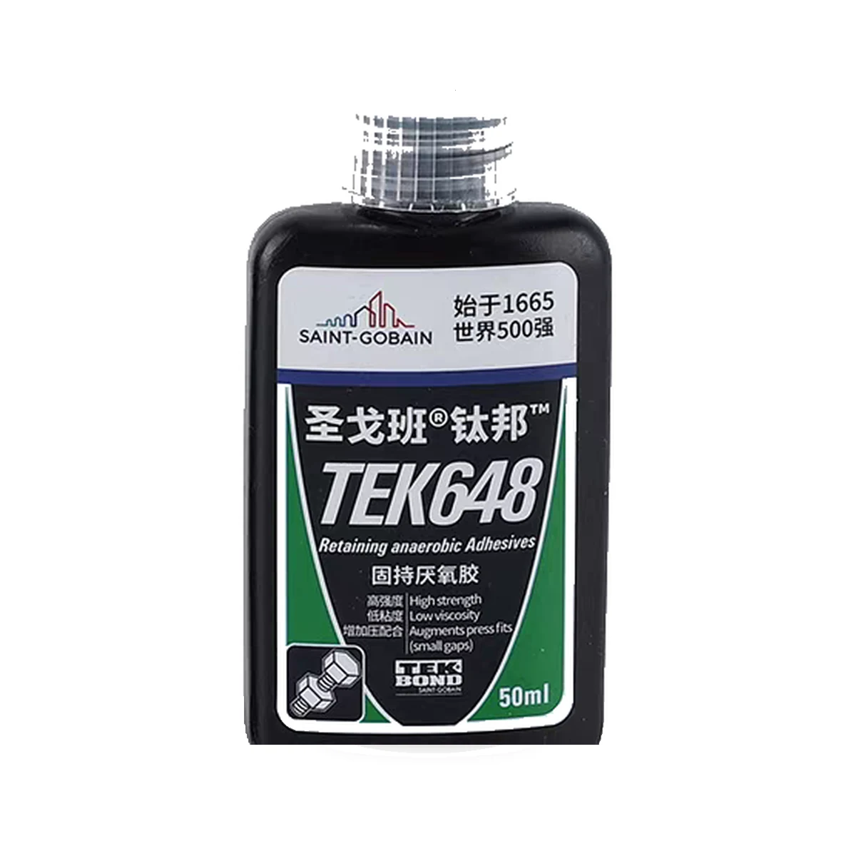 TEK648(钛邦)圆柱固持胶 瓶身(官方产品图,版权归圣戈班)
